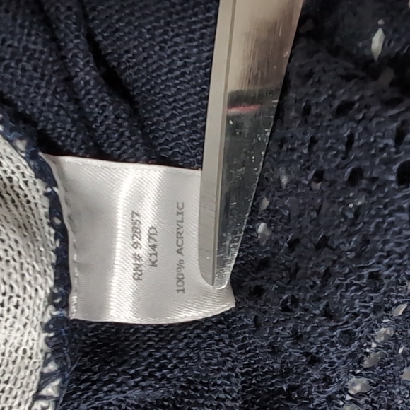 Charming Charlie Sleeveless Navy Blue Knit Sweater Tank Top White Star Small - Picture 5 of 5